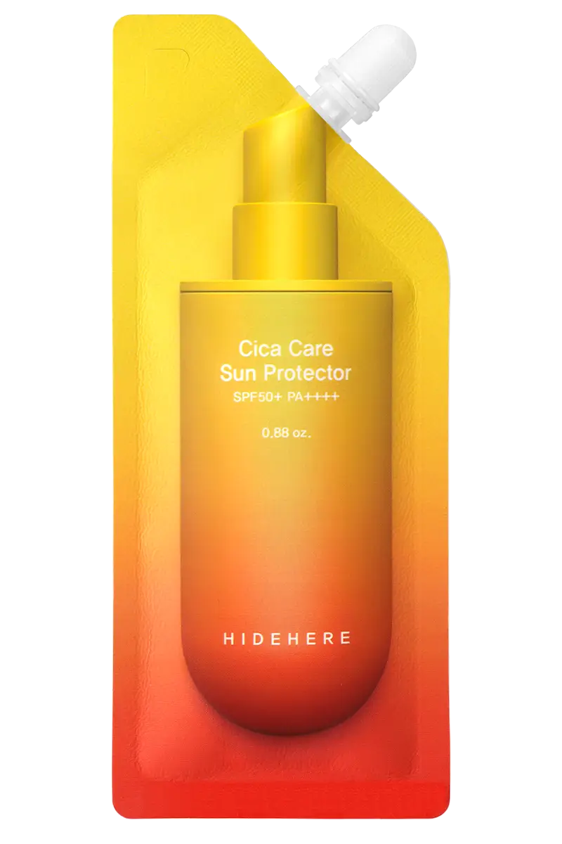 Hidehere Cica Care Sun Protector 25 ml – Protector solar vegano con SPF50+ PA++++, centella asiática y textura ligera

