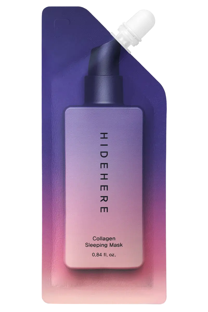 Hidehere Collagen Sleeping Mask 25 ml – mascarilla nocturna con colágeno y péptidos, vegana y calmante