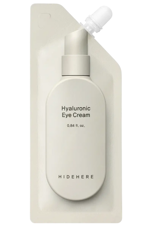 Hidehere Hyaluronic Eye Cream 25 ml – Contorno de ojos vegano con ácido hialurónico y péptidos, hidratación intensa y efecto antiedad