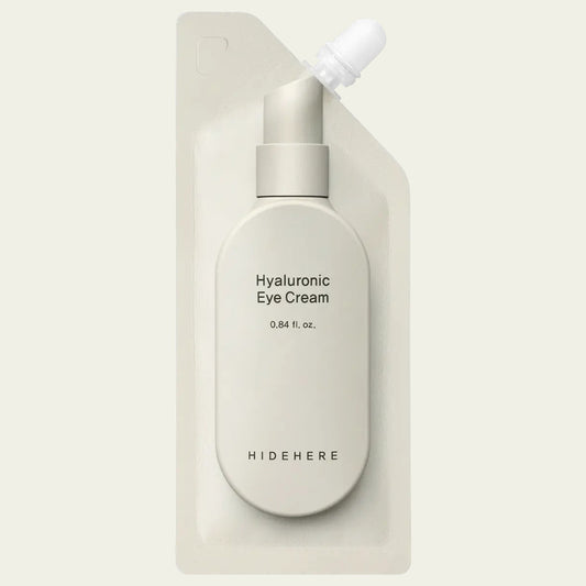 Hidehere Hyaluronic Eye Cream 25 ml, contorno de ojos con ácido hialurónico en envase flexible con boquilla