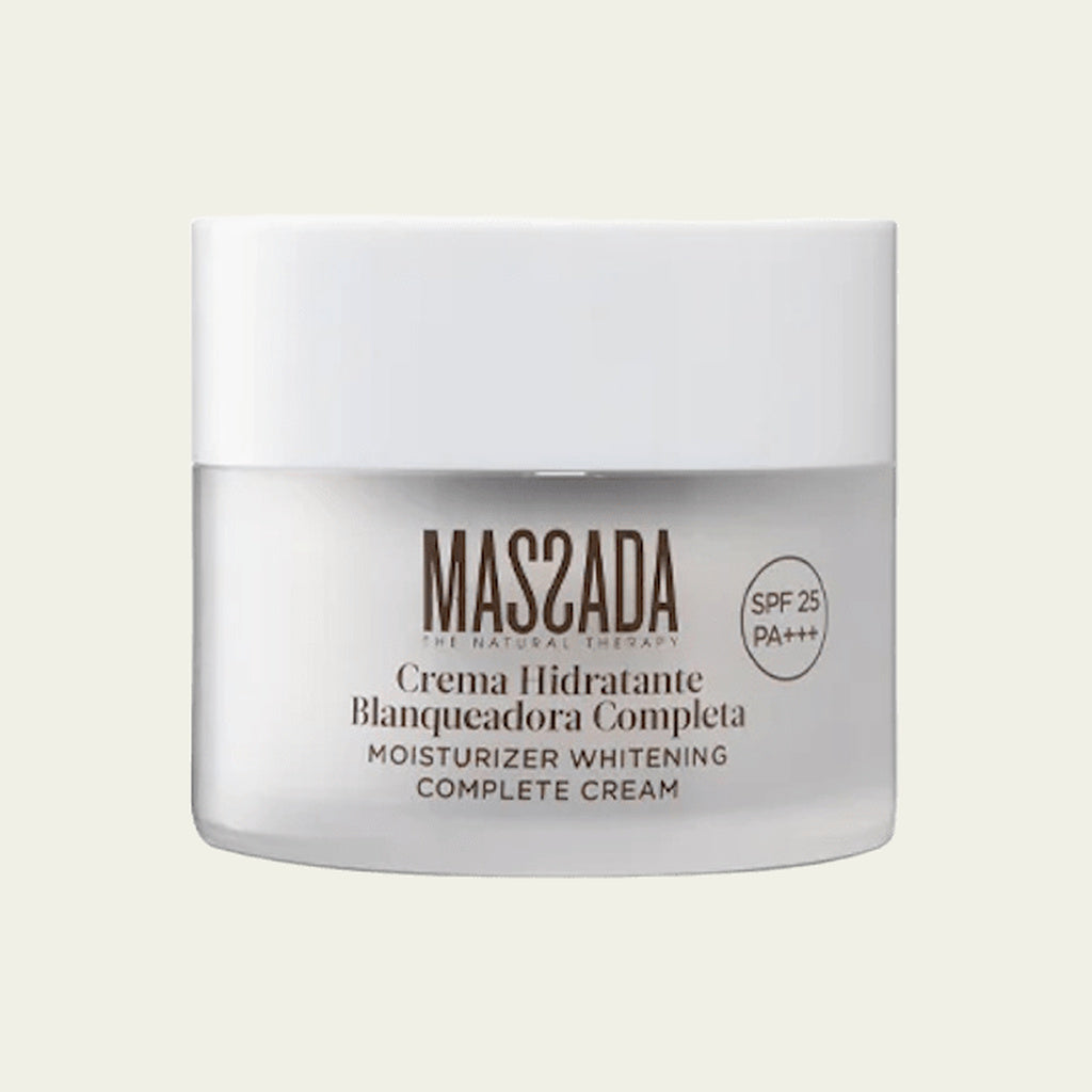 Massada Crema Hidratante Blanqueadora Completa SPF 25/PA+++ 50 ml, crema facial antimanchas con protección solar