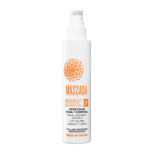 Protector solar cara y cuerpo Massada Leche Solar Facial y Corporal SPF 50 200 ml