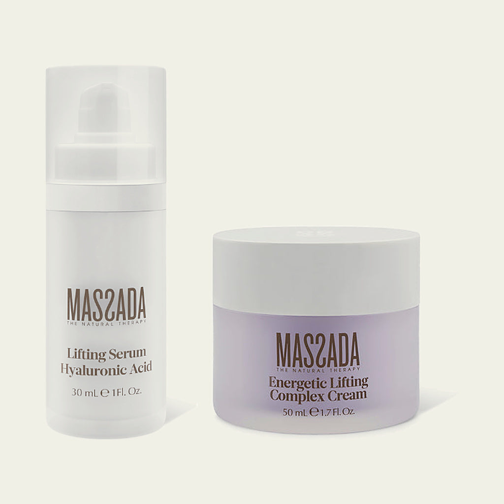 Pack Massada Ácido Hialurónico: Lifting Serum 30 ml en frasco dosificador y Energetic Lifting Complex Cream 50 ml en tarro