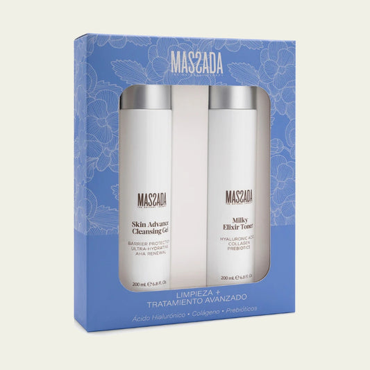 Pack Massada Limpieza Facial Ácido Hialurónico: Skin Advance Cleansing Gel y Milky Elixir Toner, 200 ml cada uno