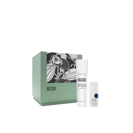 Pack de rutina antiedad para hombre Massada Men Gel y Contorno de Ojos