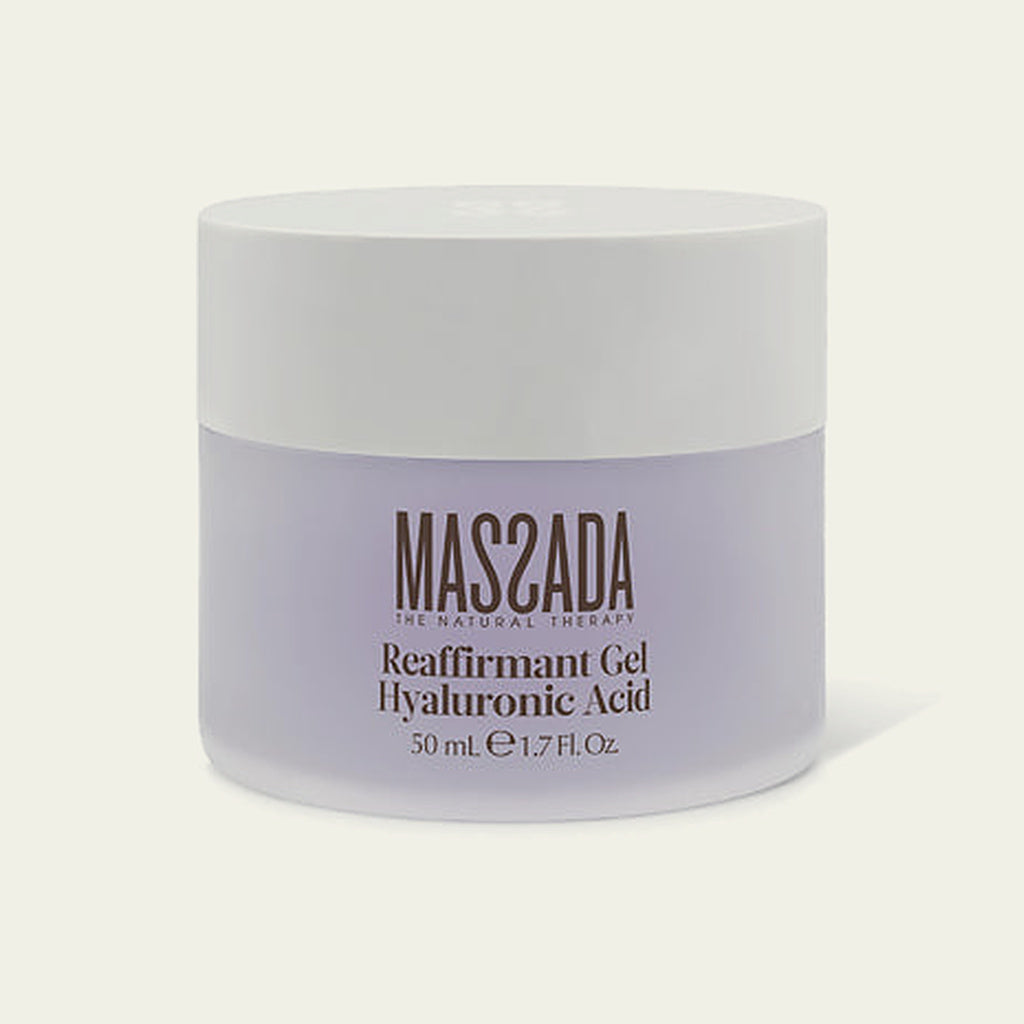 Massada Reaffirmant Gel Hyaluronic Acid 50 ml, gel facial reafirmante con ácido hialurónico en tarro