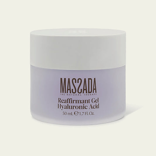 Massada Reaffirmant Gel Hyaluronic Acid 50 ml, gel facial reafirmante con ácido hialurónico en tarro